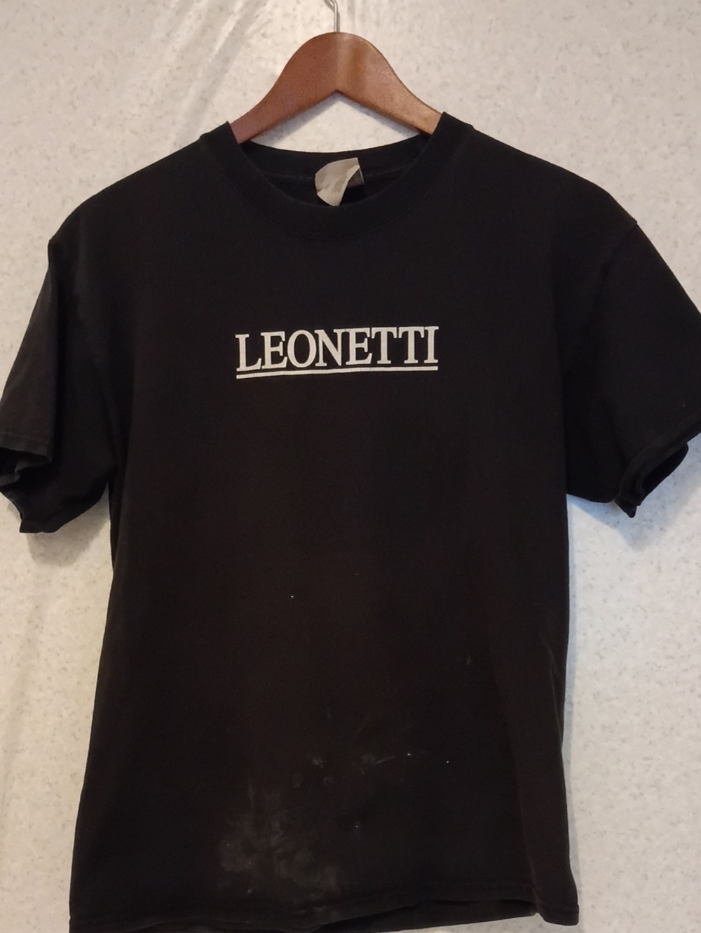 Port and Company Black Short Sleeve Tee with White LEONETTI Logo